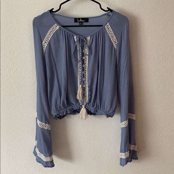 Lulu’s Simpler Times Light Blue Long Sleeve Top - Picture 5 of 7